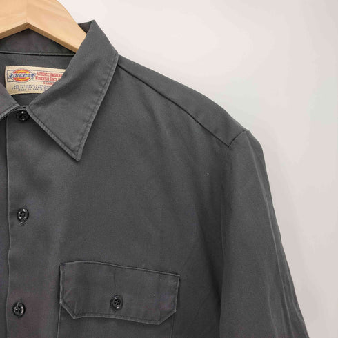 ディッキーズ Dickies 80-90S USA製 ロゴパッチ ワーク S/S シャツ メンズ import:XL