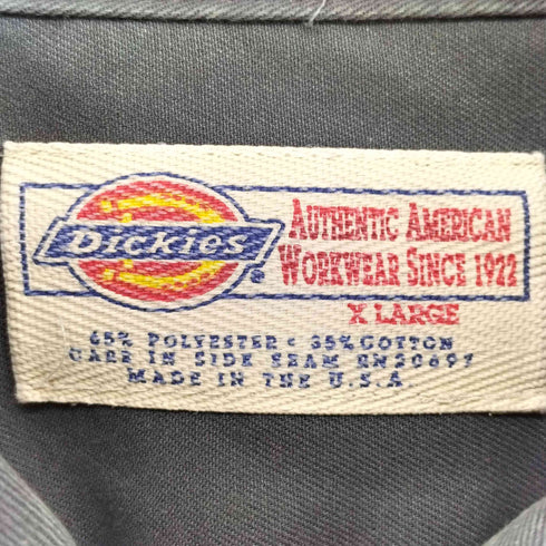 ディッキーズ Dickies 80-90S USA製 ロゴパッチ ワーク S/S シャツ メンズ import:XL