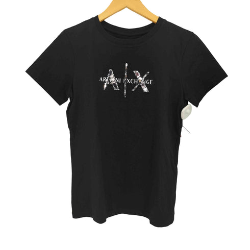 アルマーニエクスチェンジ ARMANI EXCHANGE スパンコールロゴ 半袖クルーネックTシャツ レディース import:S