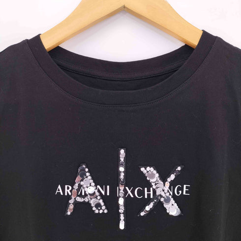 アルマーニエクスチェンジ ARMANI EXCHANGE スパンコールロゴ 半袖クルーネックTシャツ レディース import:S