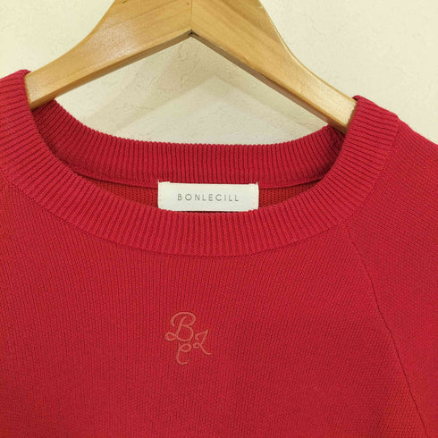ボンルシール BONLECILL フロントロゴ刺繍 クロップドニットプルオーバー レディース FREE