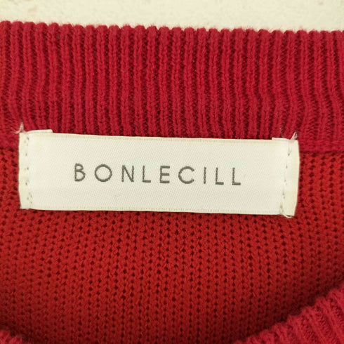 ボンルシール BONLECILL フロントロゴ刺繍 クロップドニットプルオーバー レディース FREE