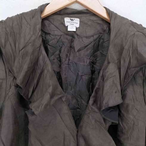 ワシントン worthington フェイクスウェードフリルデザインジャケット レディース 1X