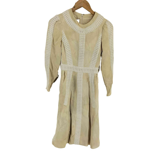 ヴァレンティノ Valentino ecru long sleeve dress with lace panels レディース EUR:38