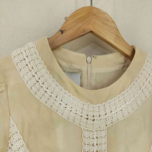 ヴァレンティノ Valentino ecru long sleeve dress with lace panels レディース EUR:38