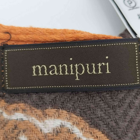 マニプリ manipuri 総柄 ウールシルクストールヘリンボーン織120 スクエアベルト レディース