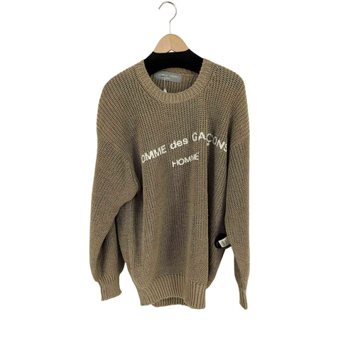 コムデギャルソンオム COMME des GARCONS HOMME 80s 銀タグ AD表記無 ペンキロゴプリント リネン100 クルーネックニット ARCHIVE メンズ ONE SIZE