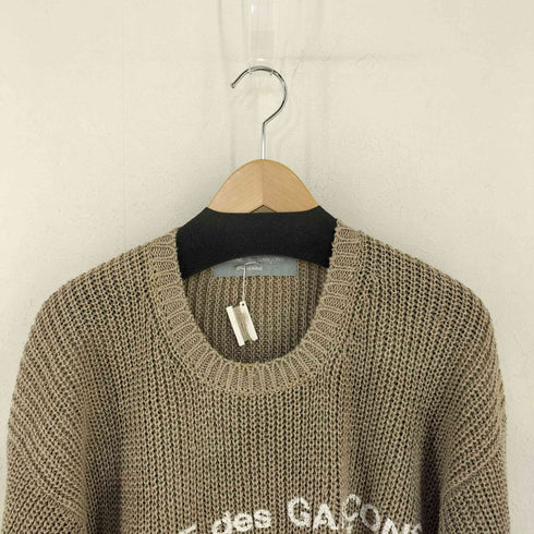 コムデギャルソンオム COMME des GARCONS HOMME 80s 銀タグ AD表記無 ペンキロゴプリント リネン100 クルーネックニット ARCHIVE メンズ ONE SIZE