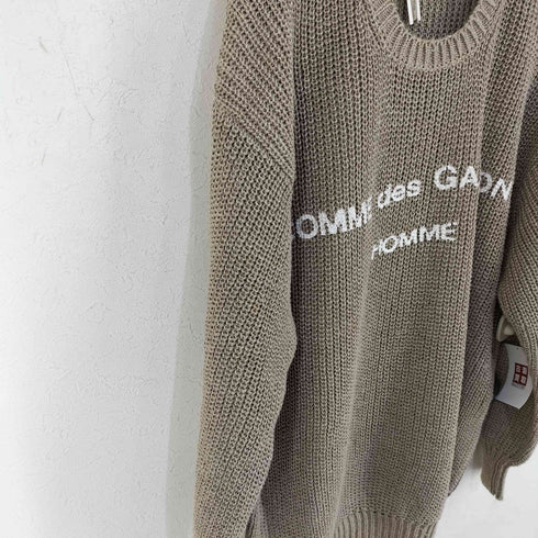 コムデギャルソンオム COMME des GARCONS HOMME 80s 銀タグ AD表記無 ペンキロゴプリント リネン100 クルーネックニット ARCHIVE メンズ ONE SIZE