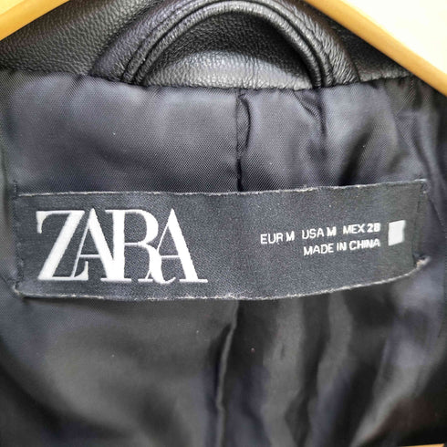 ザラ ZARA フェイクレザー ダブルライダースジャケット レディース import:M