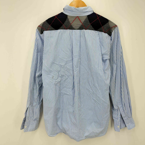 コムデギャルソンオムドゥ COMME des GARCONS HOMME DEUX AD2013 素材切替 ストライプシャツ メンズ XS