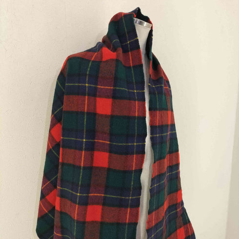 グレンプリンス Glen Prince スコットランド製 ラムズウール フリンジ チェックマフラー レディース
