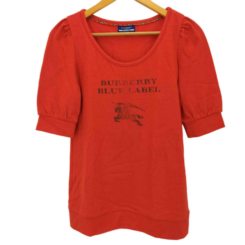 バーバリーブルーレーベル BURBERRY BLUE LABEL リブ袖プリントS/S TEE レディース 38