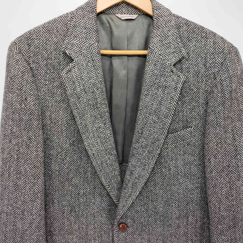HUDSON'S MEN'S STORE ヘリンボーン柄 HARRIS TWEED ピュアスコティッシュウール ユニオンチケット クルミボタン 2B テーラードジャケット メンズ