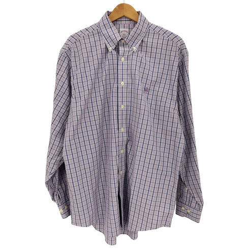ブルックスブラザーズ 346 BROOKS BROTHERS 90s ワンポイント ボタンダウンチェックシャツ メンズ import:L