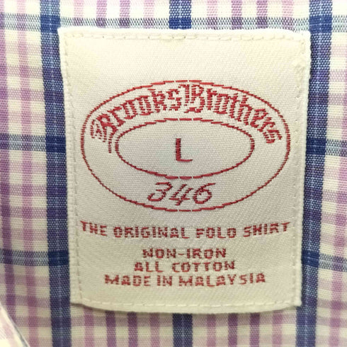 ブルックスブラザーズ 346 BROOKS BROTHERS 90s ワンポイント ボタンダウンチェックシャツ メンズ import:L
