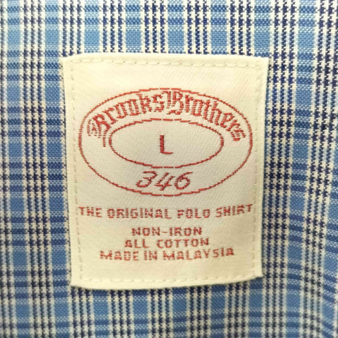 ブルックスブラザーズ 346 BROOKS BROTHERS 90s ワンポイント ボタンダウンチェックシャツ メンズ import:L
