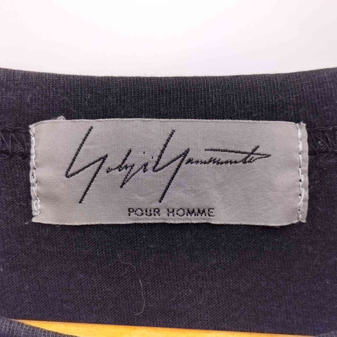 ヨウジヤマモトプールオム Yohji Yamamoto POUR HOMME 前面プリント クルーネック ロングスリーブTシャツ メンズ JPN:3