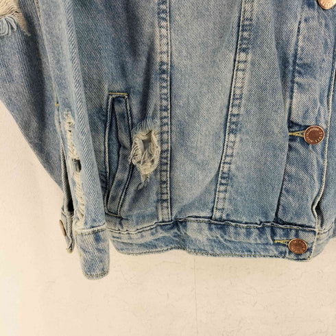 ザラ ZARA MADE IN MOROCCO ダメージ デニムジャケット レディース import:S