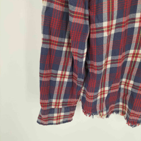 ポロカントリーラルフローレン POLO COUNTRY RALPH LAUREN CLASSIC FIT フリンジ加工 リペア加工 ネルシャツ メンズ import:L
