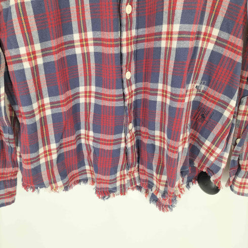 ポロカントリーラルフローレン POLO COUNTRY RALPH LAUREN CLASSIC FIT フリンジ加工 リペア加工 ネルシャツ メンズ import:L