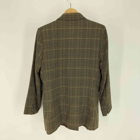 マークスアンドスペンサー MARKS&SPENCER 英国製 PURE NEW WOOL チェック ダブルブレスト テーラードジャケット レディース UK:16