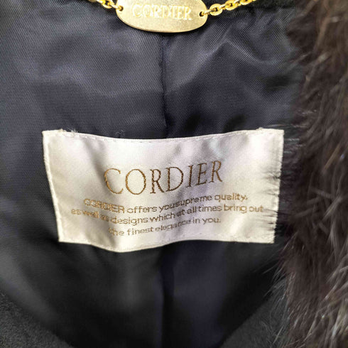 コルディア CORDIER ウール 襟ファー メルトンコート レディース