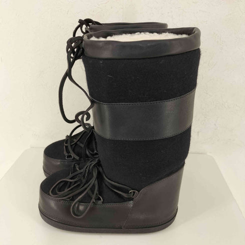 クロエ Chloe レザー x メルトン レースアップ スノーブーツ ムーンブーツ レディース 35-37
