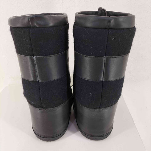 クロエ Chloe レザー x メルトン レースアップ スノーブーツ ムーンブーツ レディース 35-37