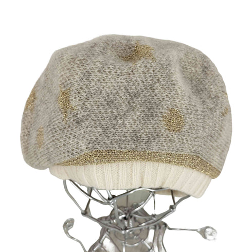 ツモリチサト TSUMORI CHISATO chapeau 星柄 モヘヤ混 ニットベレー帽 ラメ糸 レディース