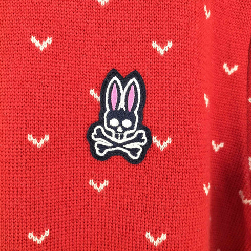 サイコバニー Psycho Bunny 総柄 ロゴ刺繍 Vネックニット メンズ JPN:S