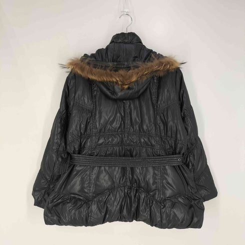 ロンシャン LONGCHAMP ラクーンファー ウエストベルト シェイプ フーデッドダウンジャケット レディース import:L