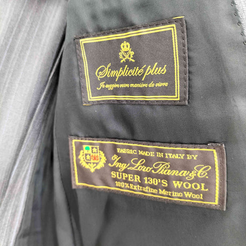 シンプリシテプリュス SIMPLICITE PLUS Loro Piana SUPER 130'S WOOL 2B ストライプ テーラードジャケット メンズ FR:46