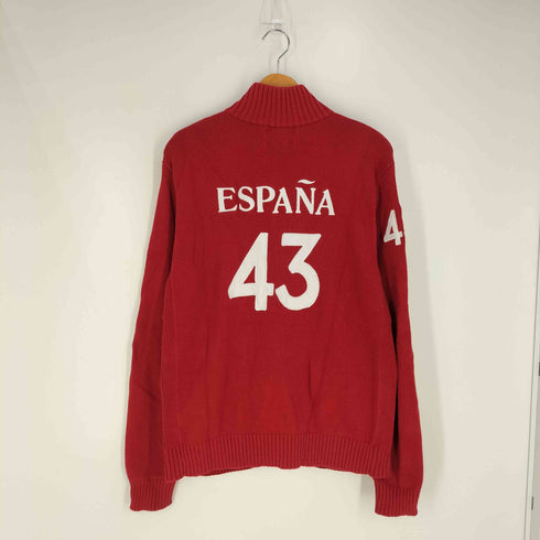 ポロバイラルフローレン Polo by RALPH LAUREN ビッグポニー刺繍 国旗 43ナンバリング刺繍 コットン ドライバーズニット メンズ import:XL