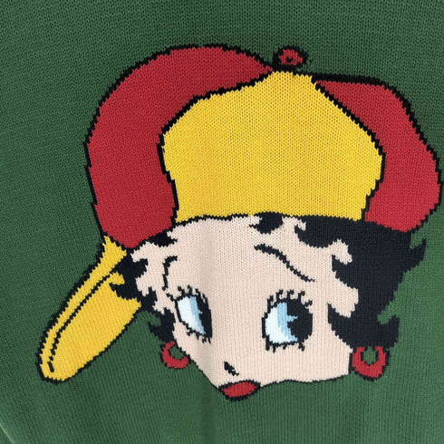 ベティー BETTY BOOP バック キャラクター ロゴ 刺繍 ドライバーズ ニット レディース
