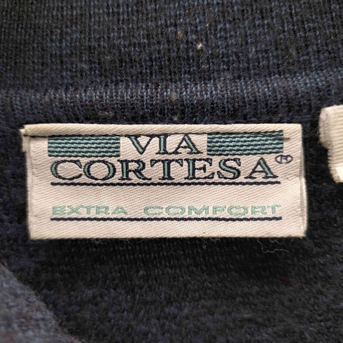 via cortesa extra comfort ボーダー柄 ウール ポロシャツ メンズ