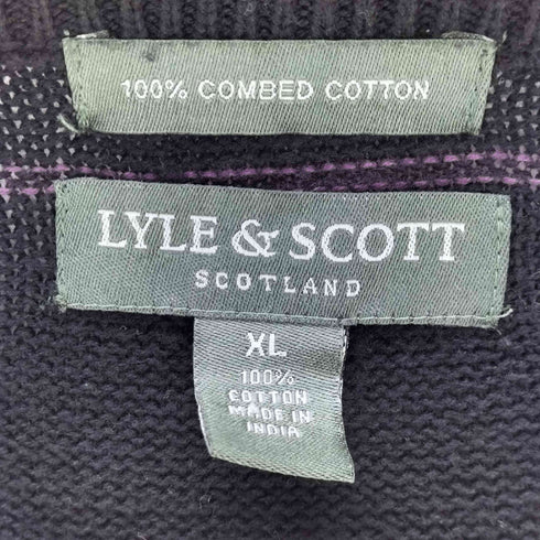ライルアンドスコット LYLE&SCOTT チェック柄 Vネック コットンニット メンズ JPN:XL