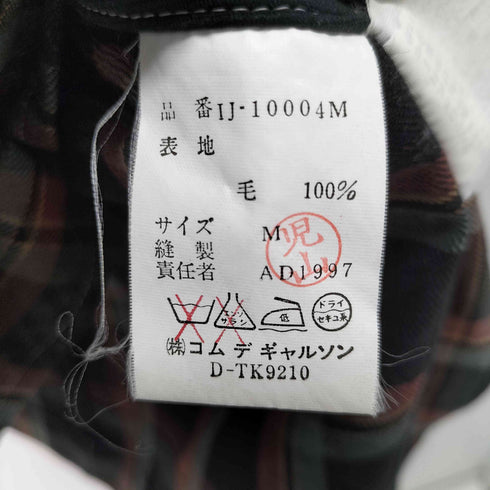 コムデギャルソンオム COMME des GARCONS HOMME 98SS 田中オム ウールチェックシャツジャケット メンズ JPN:M