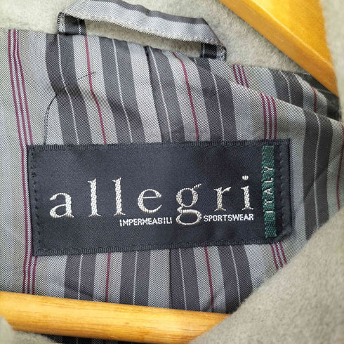 アレグリ allegri ウール混 裏地ストライプ 比翼 ステンカラーコート レディース