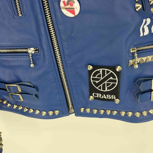 ホーンワークス HORN WORKS 鋲ジャン スタッズ 缶バッチ ワッペン カスタム 裏地 キルティング バッファロー レザー ダブル ライダース ジャケット メンズ 4L