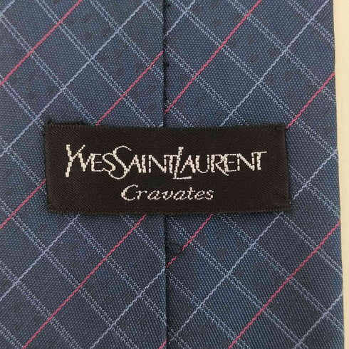 イヴサンローラン Yves Saint Laurent ブロックチェック シルク ネクタイ メンズ