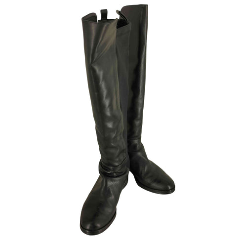 ファビオルスコーニ FABIO RUSCONI 1400/SOF CALF-NERO 異素材切替ロングブーツ レディース EUR:37