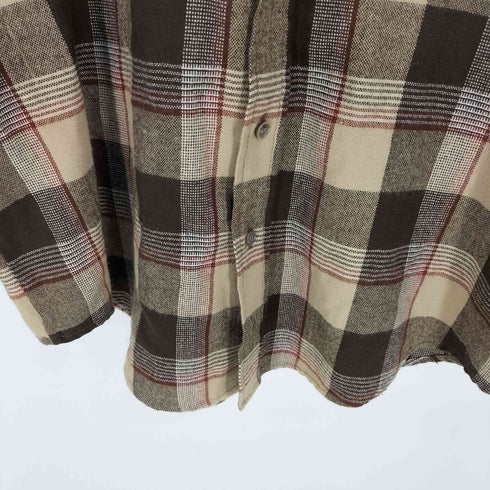 シアーズ Sears 80-90S 韓国製 オーバーチェック アクリル フラップポケット アクリル L/S シャツ メンズ import:L