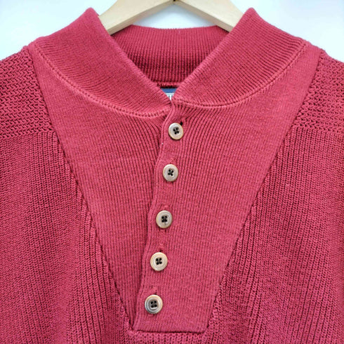 ランズエンド LANDS END USA製 スタンドカラー ボタン ニット セーター メンズ import:M