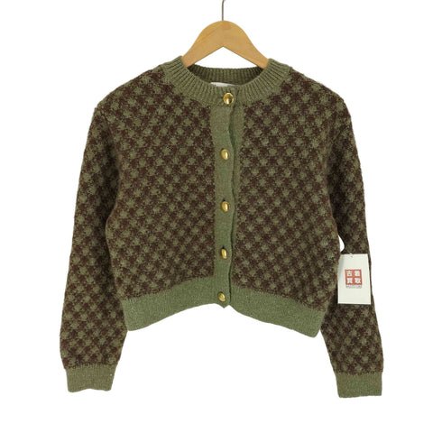 ザラ ZARA 金ボタン チェック アクリル ナイロン ニット カーディガン レディース import:M