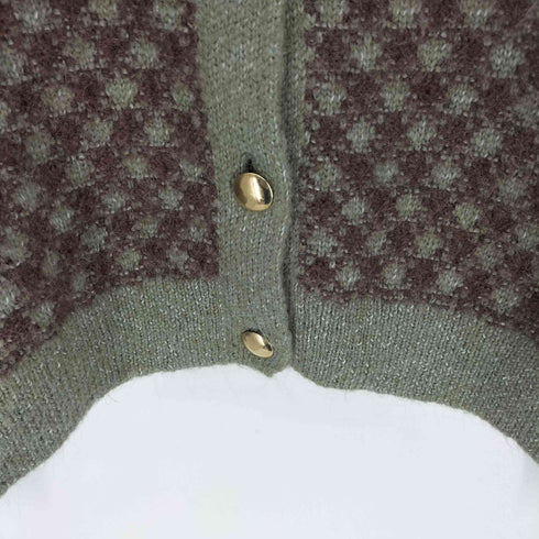 ザラ ZARA 金ボタン チェック アクリル ナイロン ニット カーディガン レディース import:M