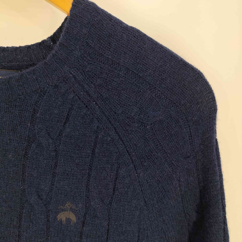 ブルックスブラザーズ BROOKS BROTHERS ITALIAN YARN ロゴ刺繍 ラグランスリーブ ウール クルーネックニット メンズ import:S