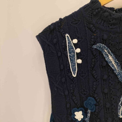 マメクロゴウチ Mame Kurogouchi Floral Motif Hand-Knitted Vest レディース 2