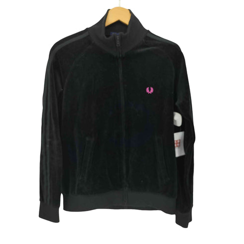 フレッドペリー FRED PERRY 月桂樹ロゴ刺繍 袖ライン ベロアトラックジャケット レディース JPN:M