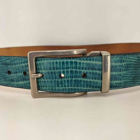 Giovanni Ditri リザード型押しレザーベルト メンズ 105/120